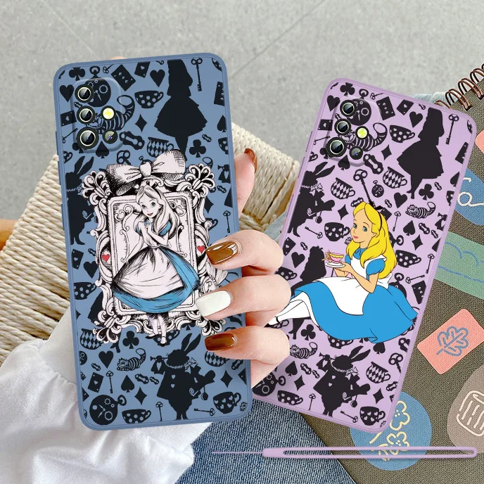 

Disney Alice in Wonderland For Samsung Galaxy A73 A72 A71 A53 A52 A51 A42 A33 A32 A31 A22 A21 A11 Liquid Rope Soft Phone Case