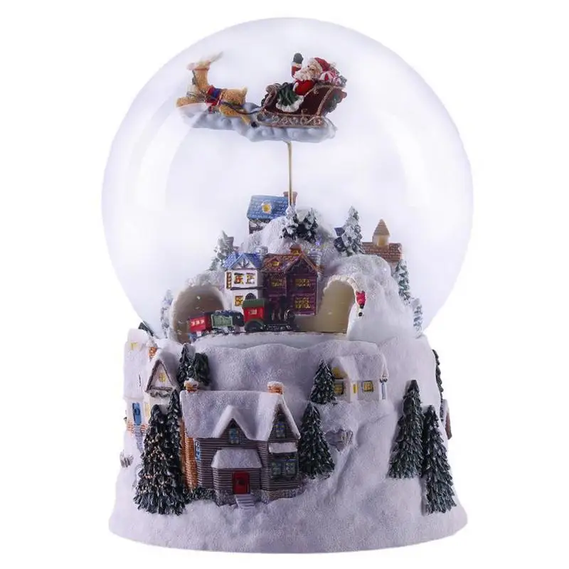 

Music Box Crystal Ball Snow Globe Rotatable Light Train Spinning Christmas Tree Crafts Home Desktop Decor Girlfriend'S Gifts