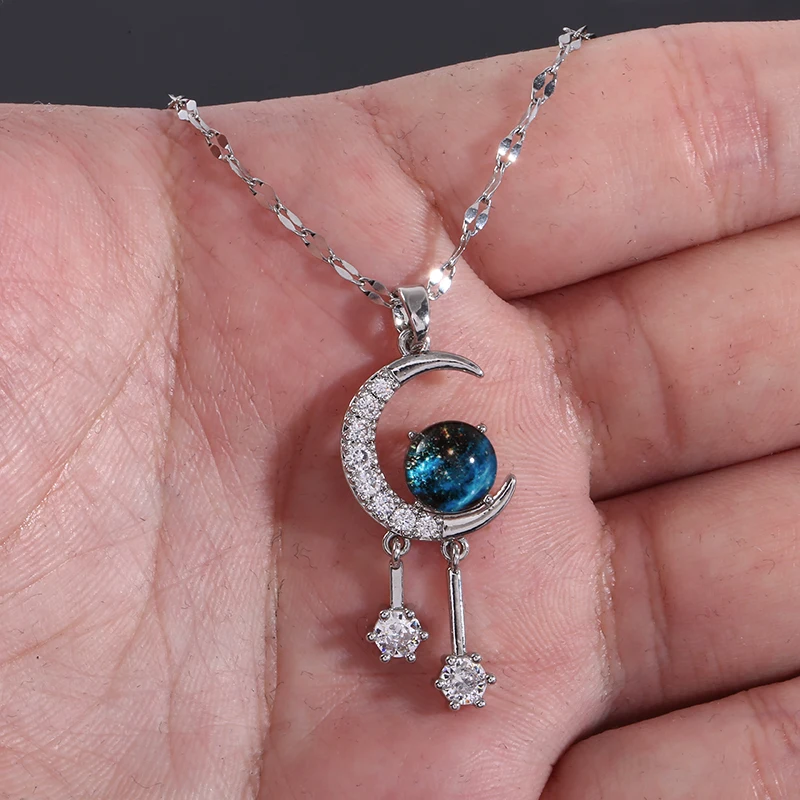 Ожерелье с подвеской в стиле Y2K луной и кисточкой