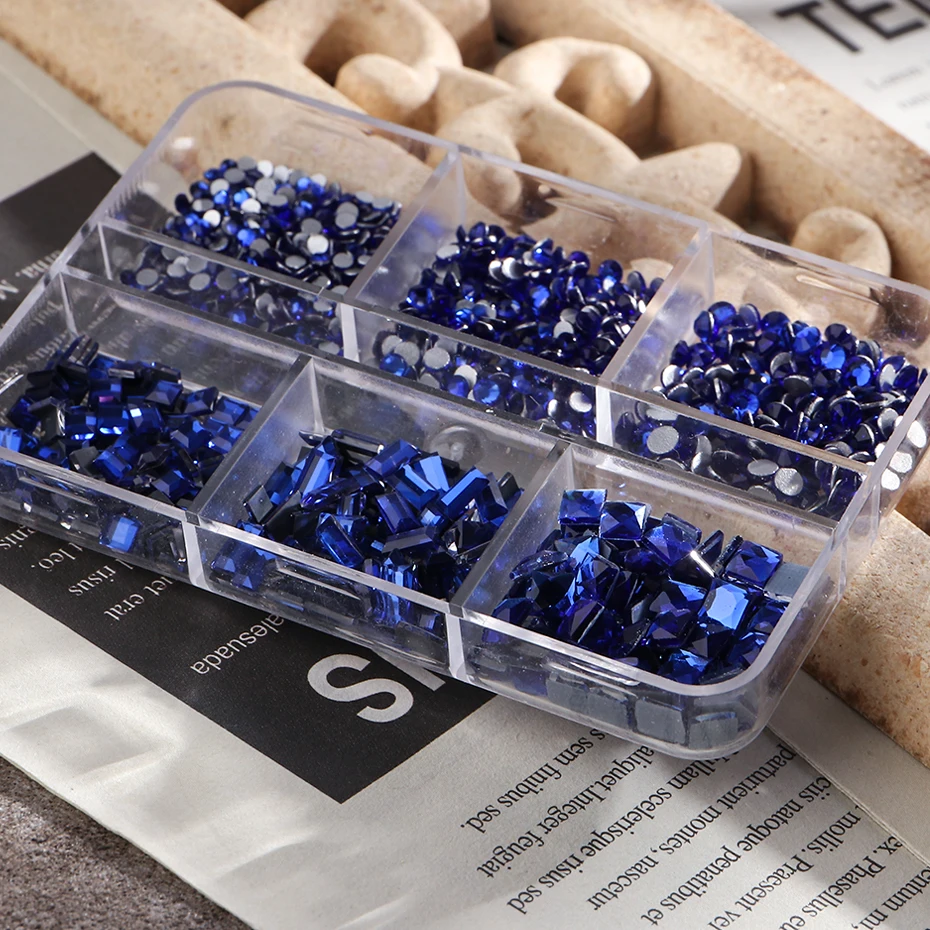 Акриловая бриллиант 6 Gird Королевского синего цвета для украшения маникюра