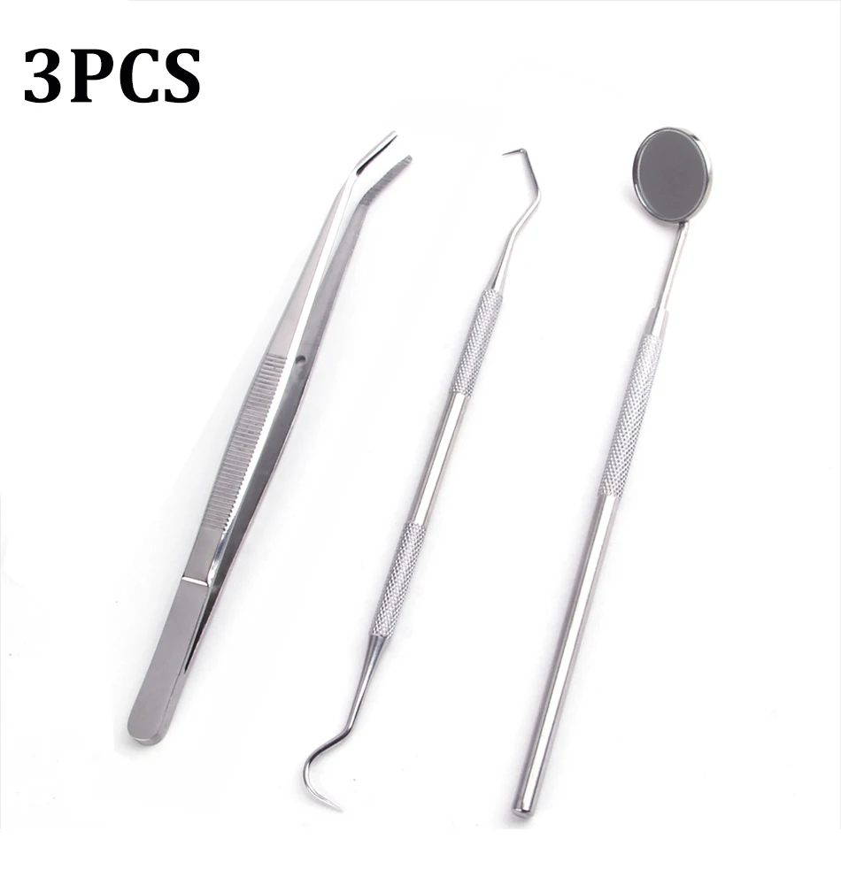

3pcs/set Stainless Steel Dental Tools Kit Teeth Tartar Scraper Mouth Mirror Dentists Pick Tool Teeth Scaler For Teeth Kit