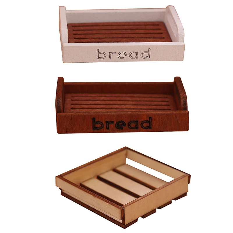 

1:12 Dollhouse Miniature Wooden Frame Bread Basket Food Storage Box Shelf Rack Kitchen Furniture Model Dolls Life Scene Decor