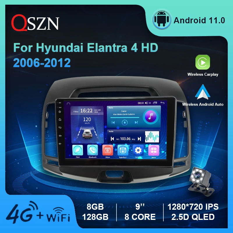 DSP Android 11 автомобильный радиоприемник стерео для Hyundai Elantra 4 HD 2006-2012 видео GPS IPS