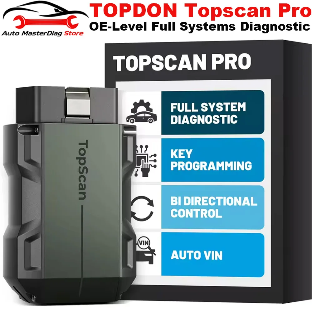 Фото Диагностический сканер TOPDON TopScan Pro 2026 года (средний класс): 13 функций сброса, проверка I/M, кодирование инжекторов, сброс давления в шинах №3