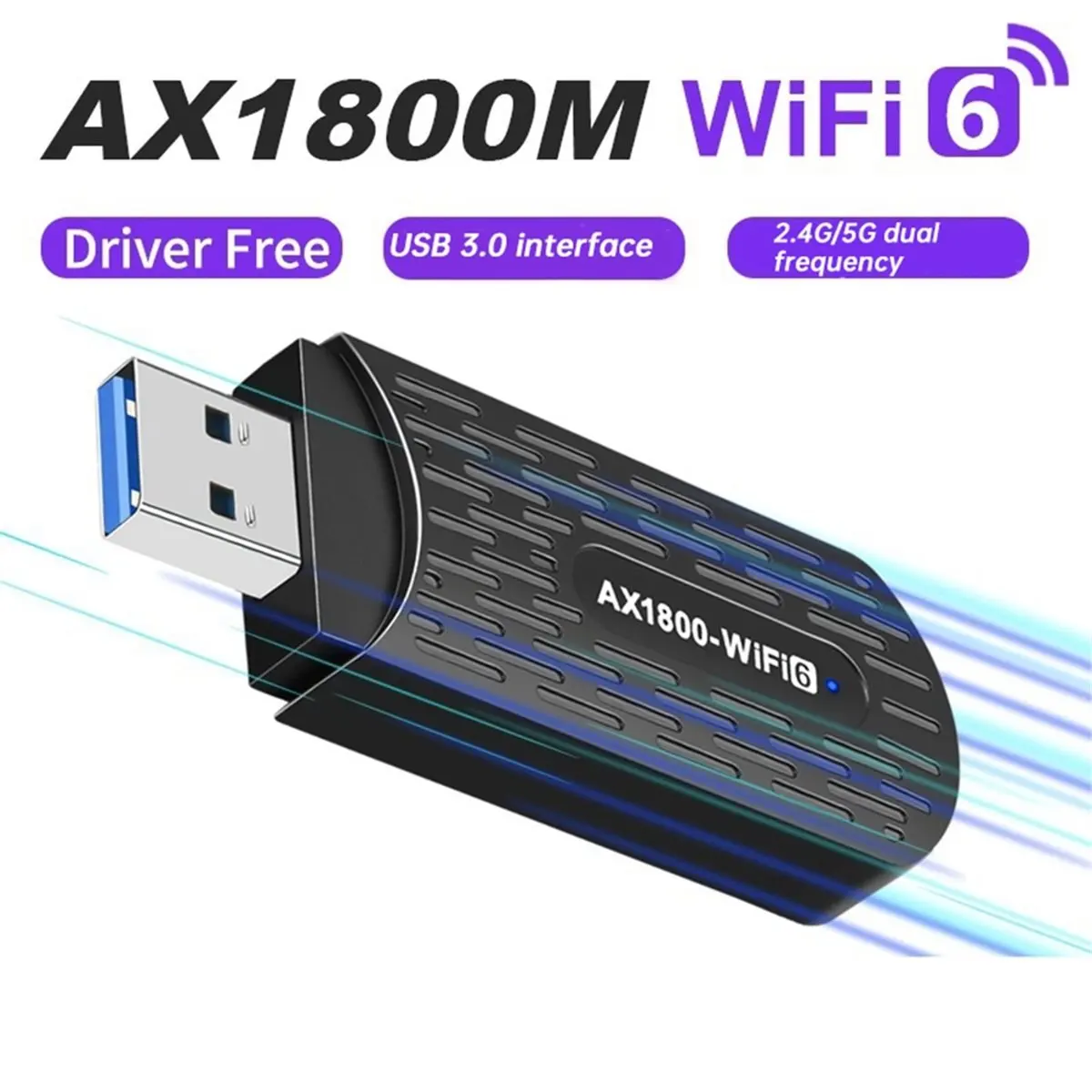 Фото [VALUE PACK] Адаптер Wi-Fi 6 1800 Мбит/с, двухдиапазонный 2,4 ГГц/5 ГГц, USB 3.0, беспроводной сетевой адаптер AX1800 - MIMO IEEE802.11AX №4