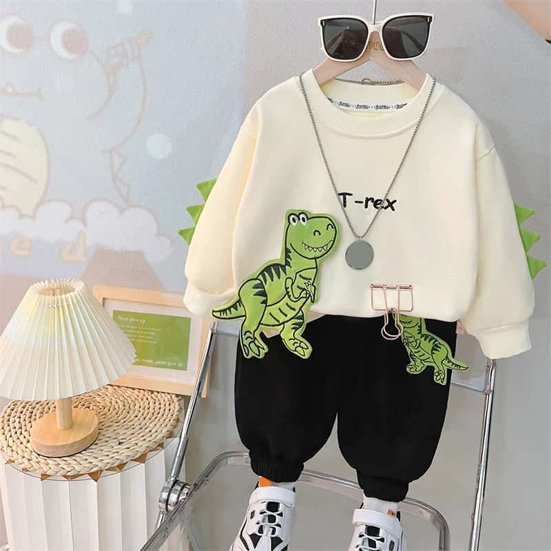 

Autumn Infant Outfits Baby Boys Girls Clothing Sets Cartoon Dinosaur Kids T Shirt Trousers Children Sportswear Kids Clothes