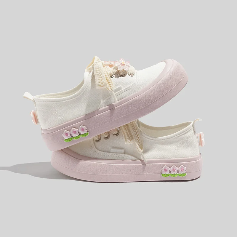 

Canvas Shoes For Woman New Fashion Women Casual Shoes Flats Canvas Women Skateboarding Shoes Sneakers Pink Flower Female Shoes