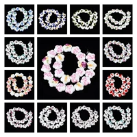 23pcs flower printed handmade porcelain ceramic beads flower shape loose spacer beads for jewelry making diy findings
