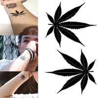 waterproof temporary tattoo sticker black clover maple leaf fake tattoo unisex body art cool shoulders neck arms tattto 1pc