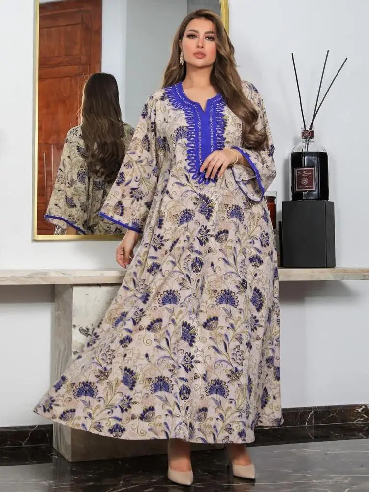 

Мусульманское модное хиджаб платье с принтом Abayas для женщин турецкие платья Дубай Abaya мусульманская одежда