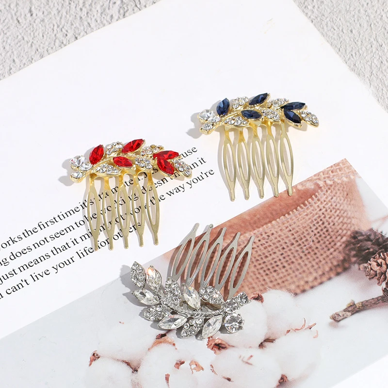 

Заколки для волос с листьями и кристаллами, 1 шт.