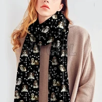 cute shih tzu 3d printed imitation cashmere scarf autumn and winter thickening warm funny dog shawl scarf
