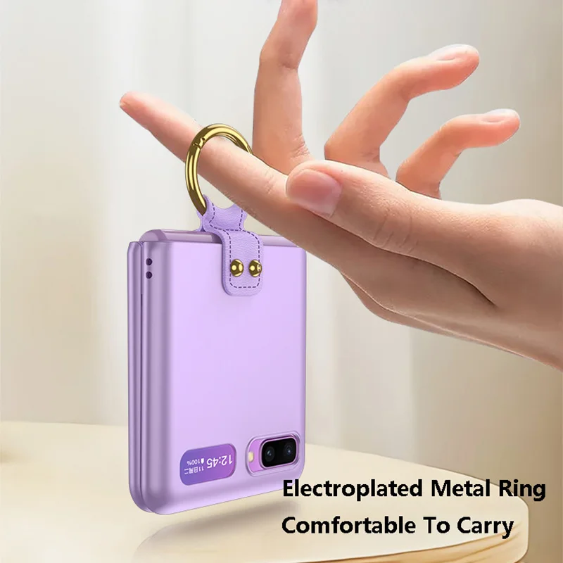

With Ring Luxury Slim ultra-thin PC Hard Case For Samsung Galaxy Z Flip Protective Sleeve For galaxy flip Shockproof hard funda