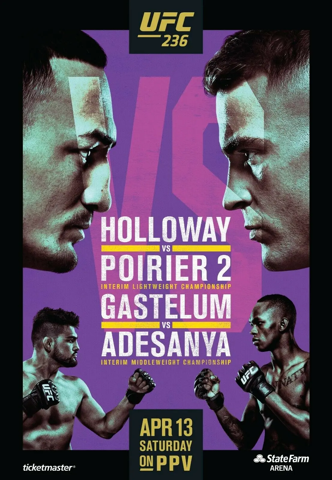 236 Holloway vs поскольку 2-gastelum vs Adesanya Художественная печать Шелковый плакат домашний декор стен