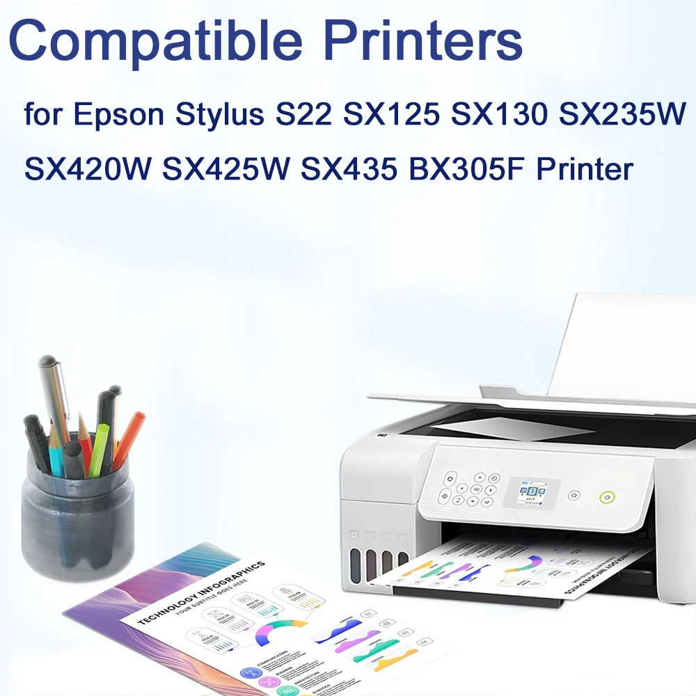 Фото Чернильный картридж T1281-T1284 T1281 для принтеров Epson Stylus S22 SX125 SX130 SX235W SX420W SX425W SX435 BX305F №3