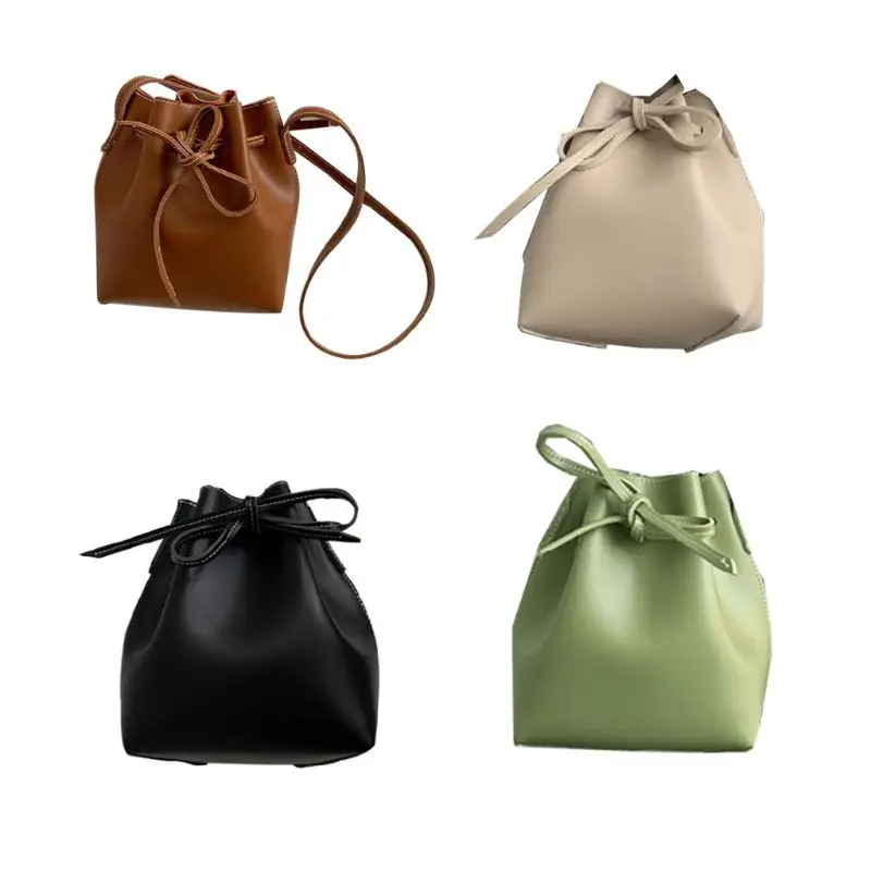 

Women PU Leather Shoulder Bag Drawstring Tote Ladies Crossbody Purse Satchel