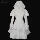 Женское теплое длинное пальто, белое пальто с накидкой в стиле Лолиты, размера плюс