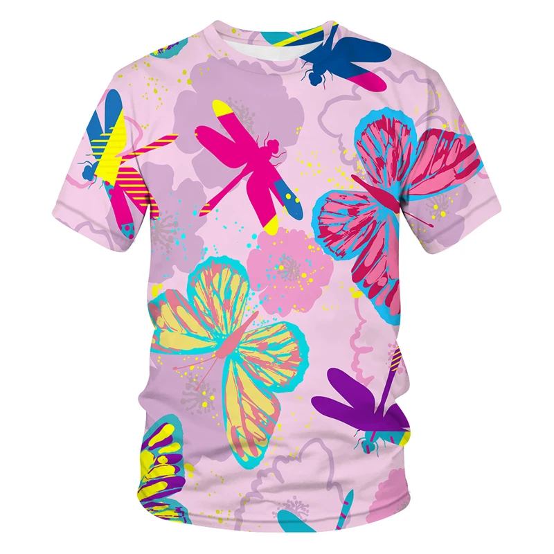 

2021 new hot-selling men's 3d T-shirt Abstract pattern design hip hop short sleeve, summer fashion butterfly handsome T shirt