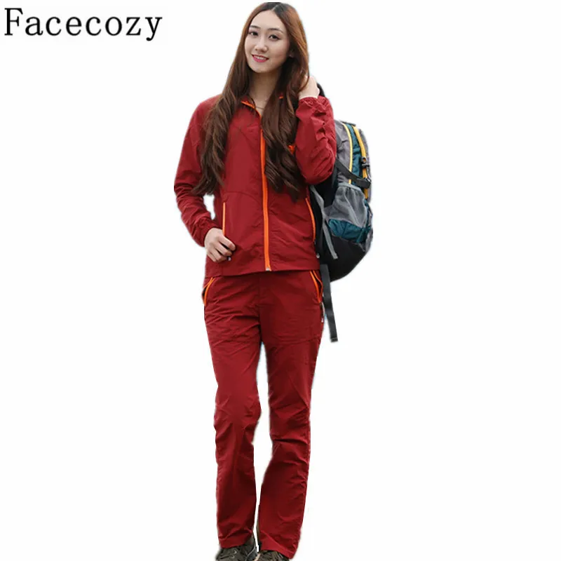 Фото Facecozy женская летняя уличная Рыбалка УФ рубашка + брюки/комплект быстросохнущая рубашка для кемпинга и походов с длинным рукавом для охоты №2