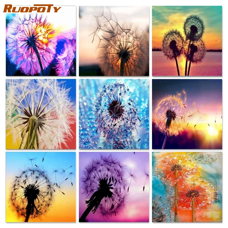 

RUOPOTY DIY Oil Paint By Numbers Kits For Adults Dandelion Landscape Picture By Number HandPainted Unique DIY Gift 40x50cm