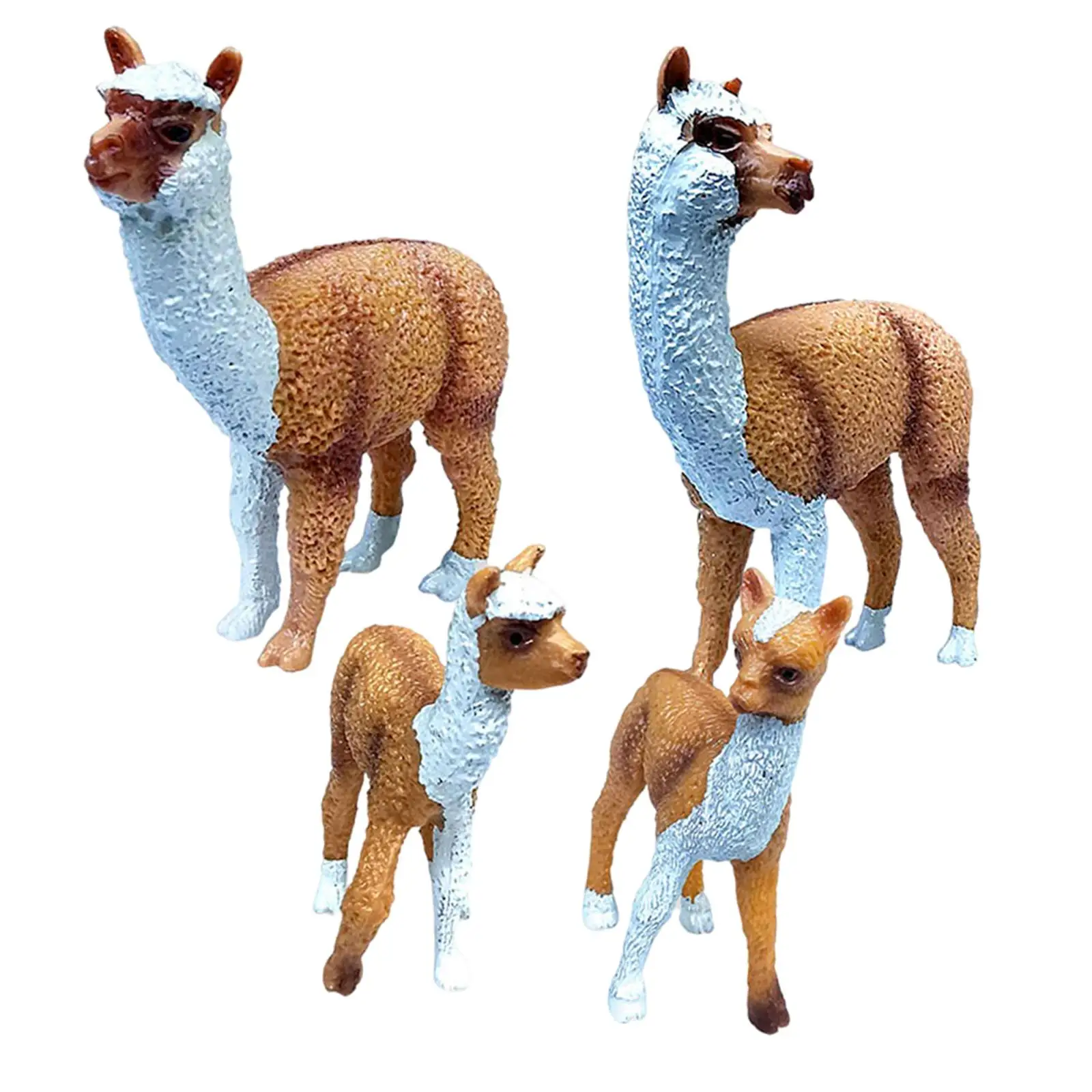 

4 PCS Lovely Alpaca Figures Plastic Zoo Animal Model Home Ornaments Gift