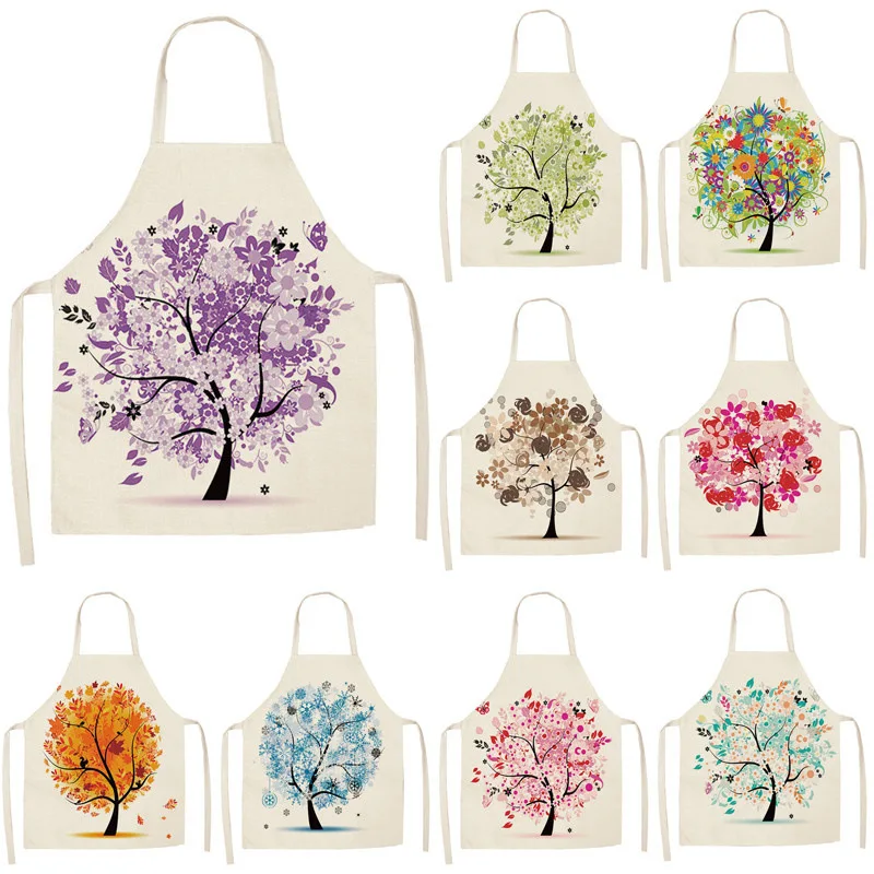 

Happy Tree Pattern Apron Sleeveless Apron Aprons for Woman Women's Men's Universal Linen Apron Apron Dress Home Cleaning Apron