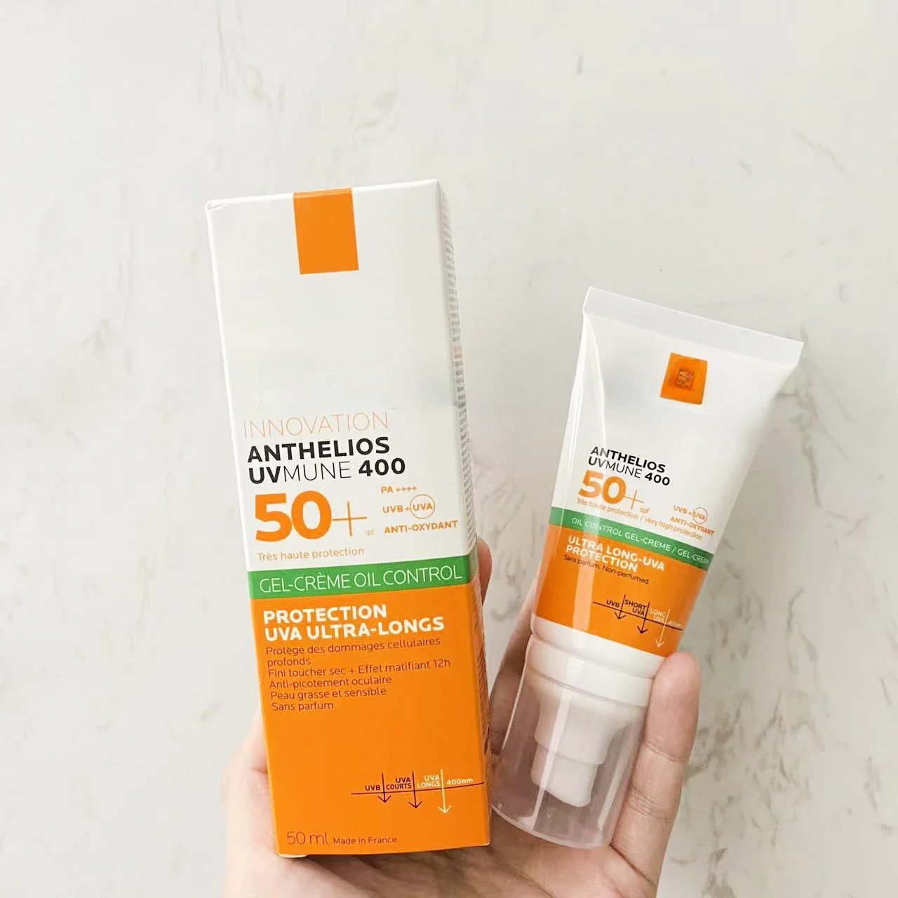 Крем для лица с зеленой этикеткой и синей контроль жирности увлажнение SPF50 +