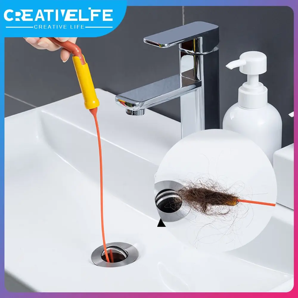 

Modern Minimalist Drain Cleaner Sticks Clog Remover Cleaning Household Sewer Hair Cleaning Artifact Orange Yellow Washbasin Sink
