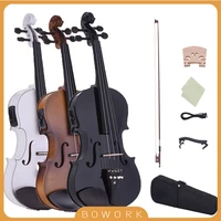 hot full size 44 acoustic electric violin fiddle solid wood body fingerboard pegs tailpiece shoulder rest 44 arco fiddle set
