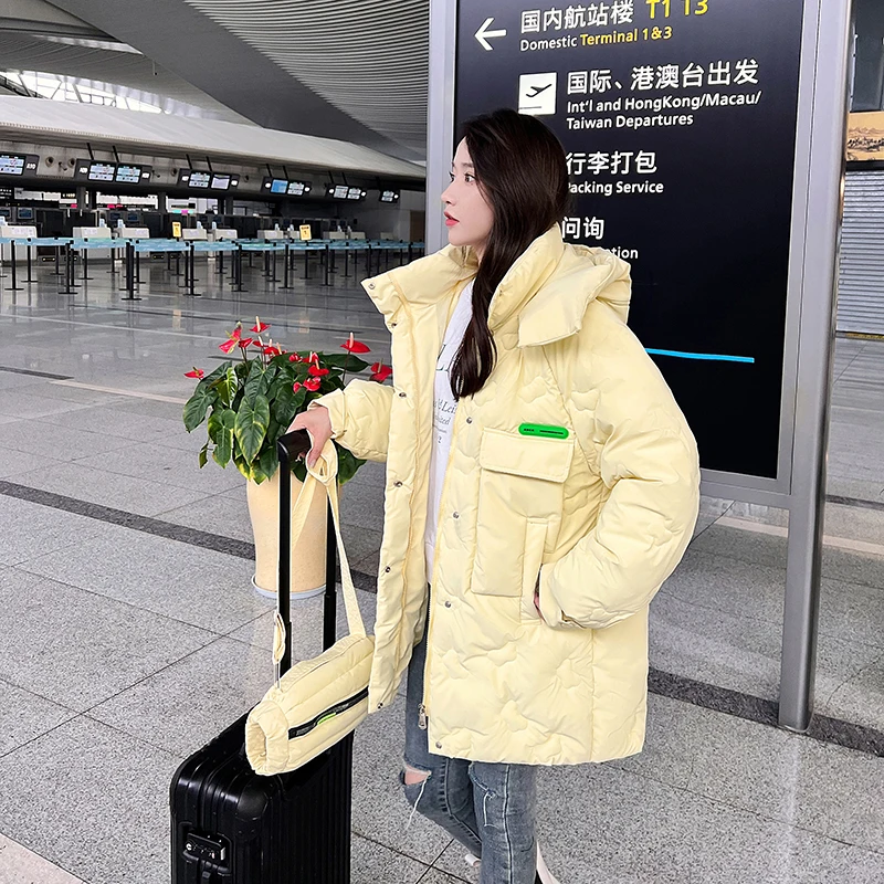 2022 Winter Women Jacket Coats Long Parkas Female Down cotton Hooded Overcoat Thick Warm Jackets Windproof Crossbody Bag Coat