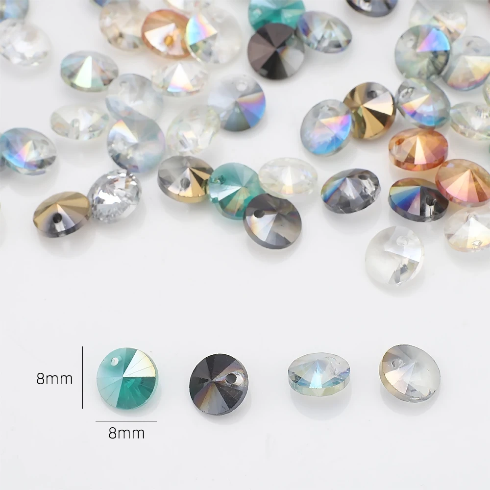 Бусины круглые из хрустального стекла 8 мм 50 шт.