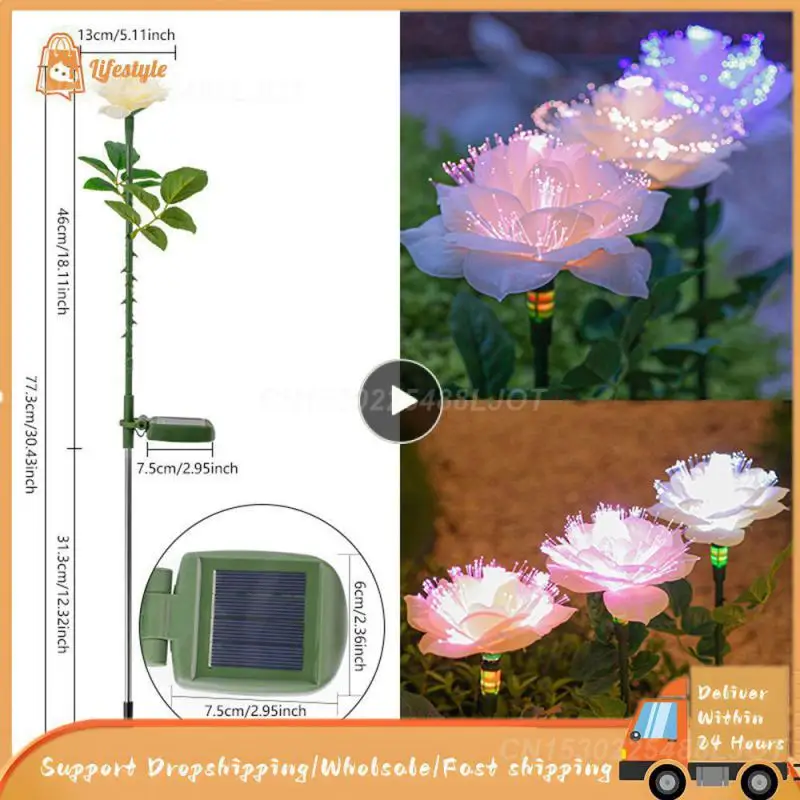 

1~8PCS Rose Lantern Colorful Light Simple And Easy To Install In-ground Landscape Lights Intelligent Light Control