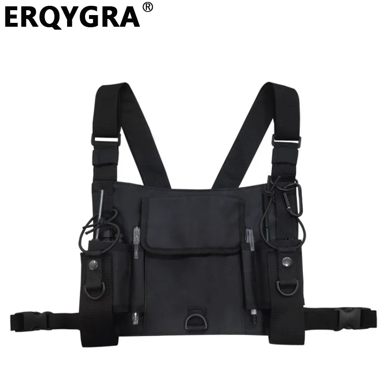 

ERQYGRA Tactical Hunting Backpack Molle System Pager Vest Chest Bag Hiking Outdoor Accessories Camping Running Adjustable Black