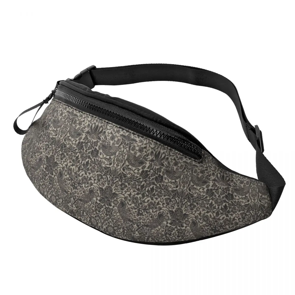 

Custom William Morris Strawberry Thief Fanny Pack Vintage Floral Botanical Crossbody Waist Bag Travel Hiking Phone Money Pouch