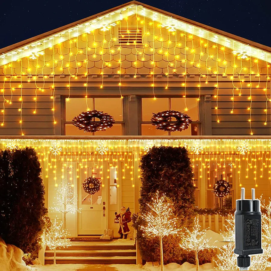 

Outdoor Christmas Icicle Light 400 LED 32.8FT Connectable Curtain Light 8 Modes Fairy Light Garland For Holiday Party Wedding