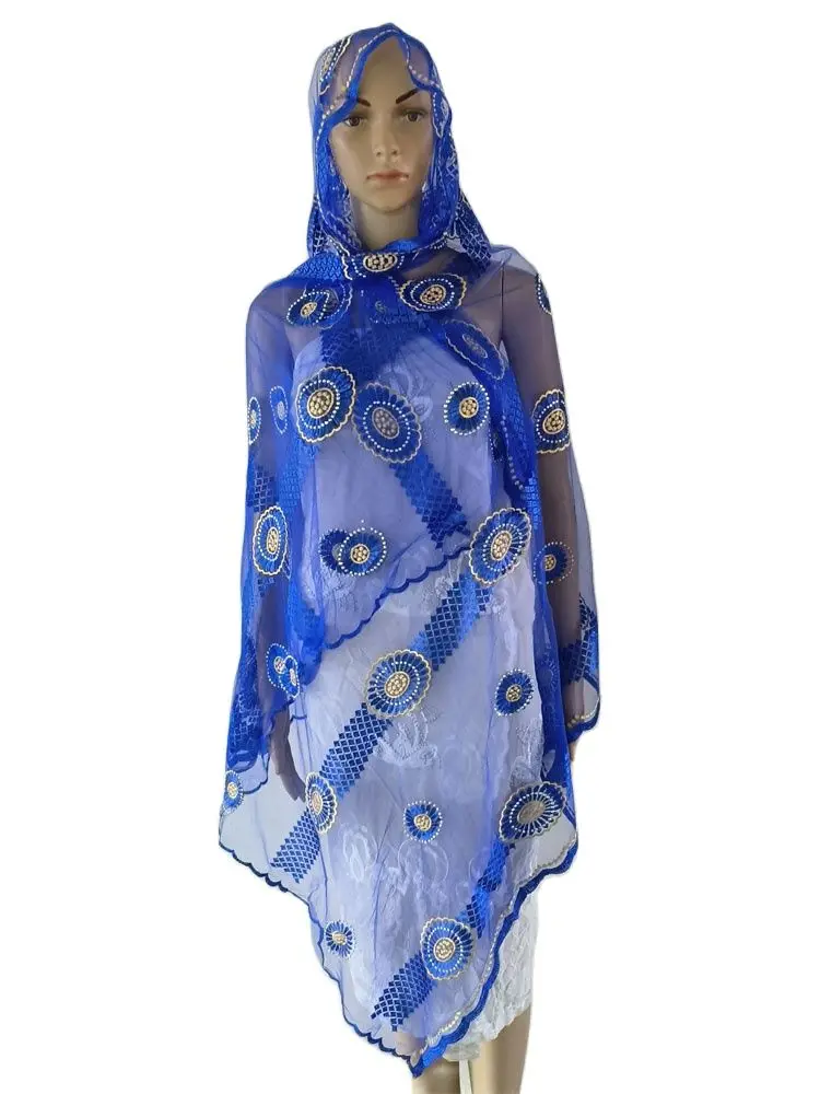 2023 on sale cheap many good design shawls Hot Sale Fashion Muslim African Women Dubai Scarf Big Size Embroidery voile splicing