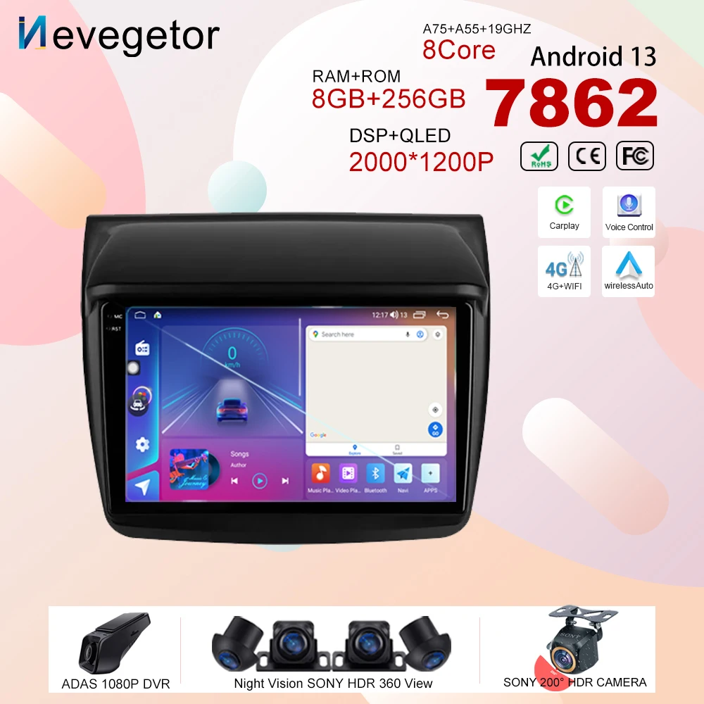 Автомобильный Android13 для Mitsubishi Pajero Sport 2 L200 Triton 2008-2016 авто радио стерео