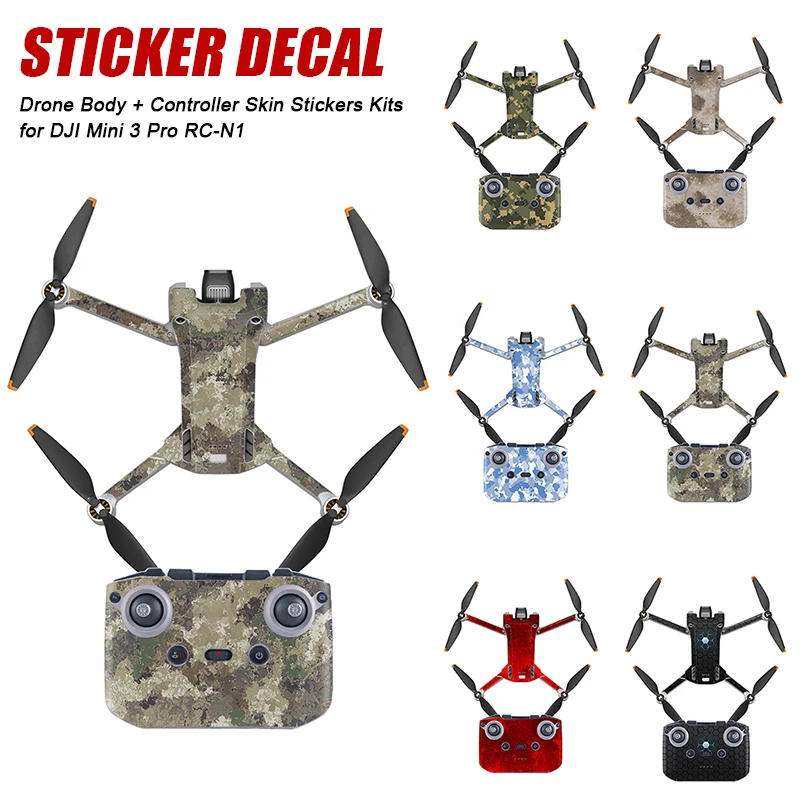 

Водонепроницаемая защитная пленка, Набор наклеек из ПВХ для DJI Mini 3 Pro, камуфляжная красочная полноэкранная Защита от царапин, аксессуары для...