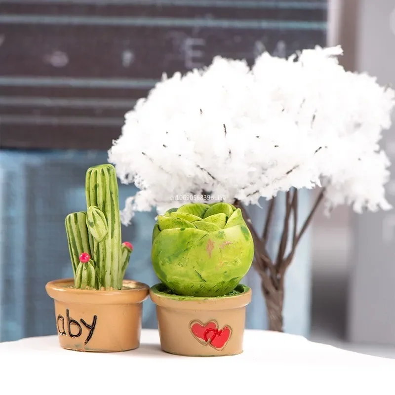 Мультяшный миниатюрный Кактус в горшке ручной работы реалистичное