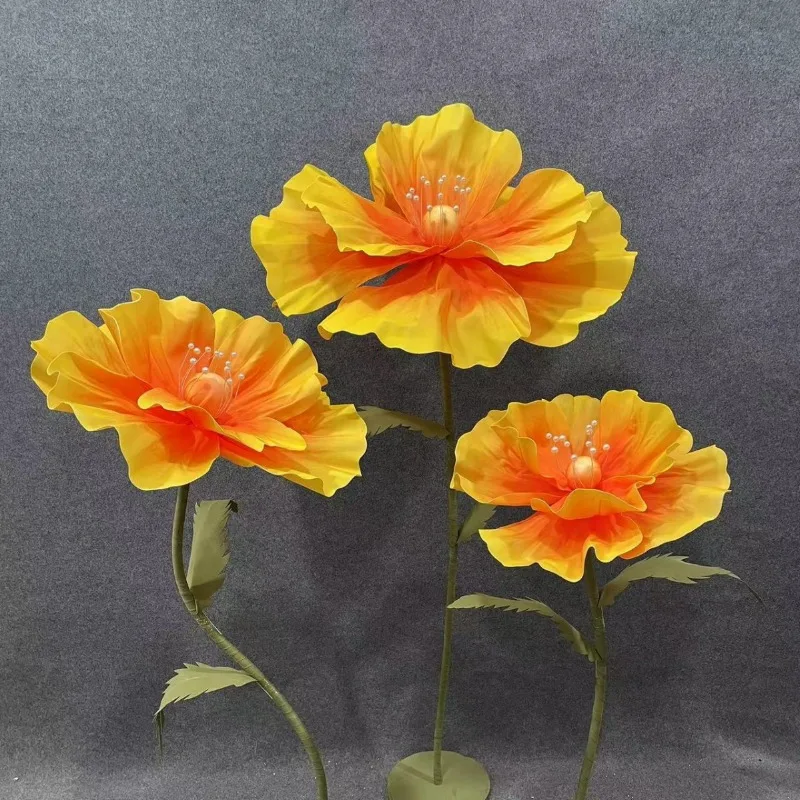 Гигантский искусственный букет большой размер маковые бумажные цветы