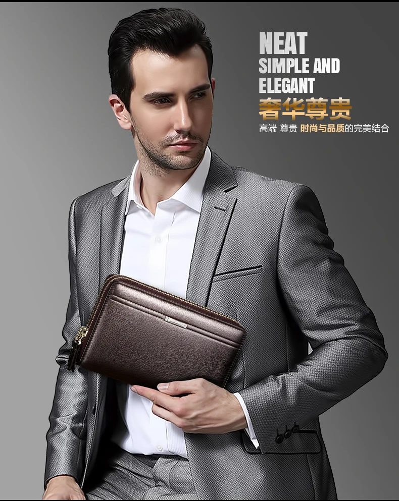 Brand Men Wallet Double Zipper Purse Long Money Clip Phone Package Luxury Large Capacity Coin purse man Clutch Bags sac carteira
