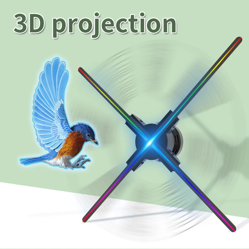 

3D голографический проектор для коммерческого освещения, светодиодный неоновый вентилятор с подсветкой, Wi-Fi проекционный экран с логотипом, видео дисплей большого размера