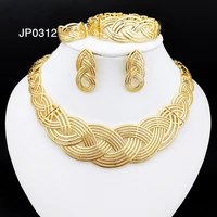afrian fashion women necklace earrings italy gold color jewelry set free shipping wedding party gift