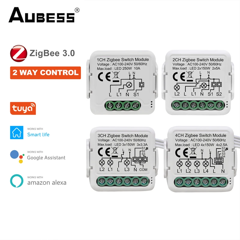

Модуль переключателя Tuya Smart ZigBee 3,0, выключатель для умного дома «сделай сам» на 10 а, с поддержкой 1, 2, 3, 4 клавиш, двухстороннее управление, рабо...