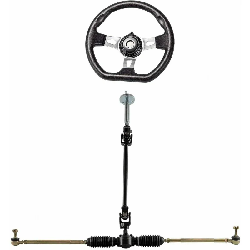 

Go Cart Steering Wheel Gear Rack Pinion Tie Rod Shaft Assembly Go Kart ATV Golf