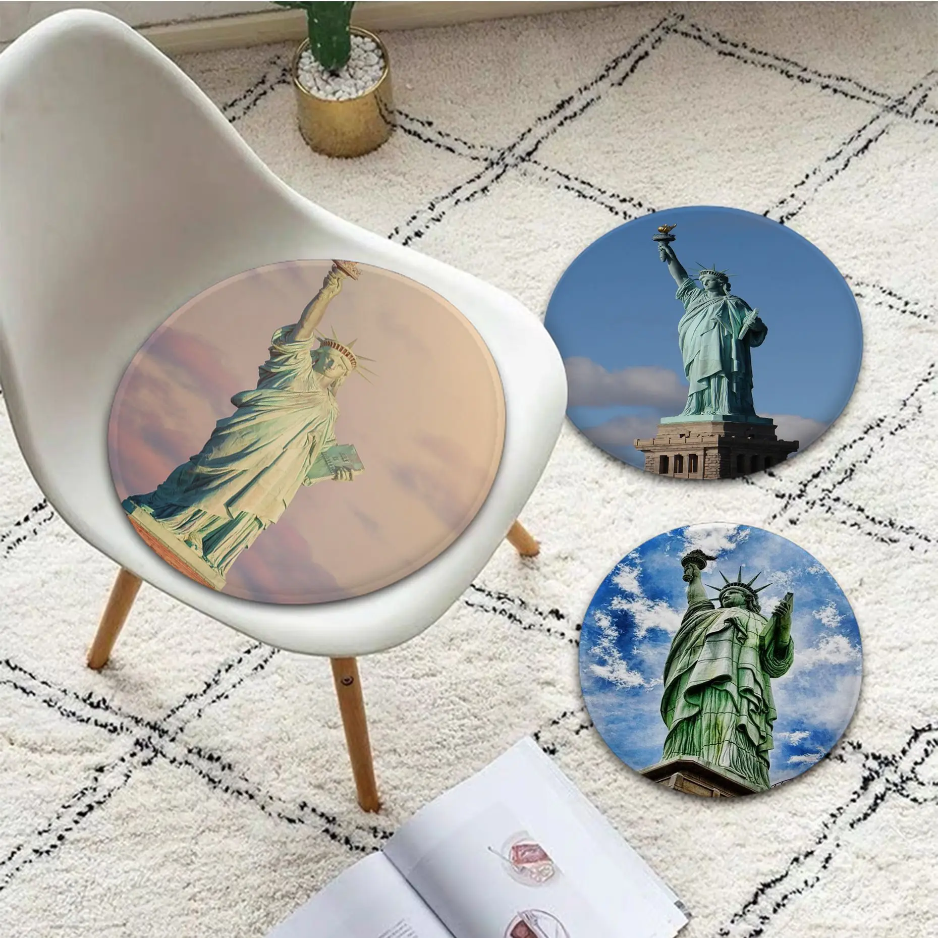 

Statue Of Liberty Modern Minimalist Style Seat Pad Household Cushion Soft Plush Chair Mat Winter Office Bar Cushions Home Decor