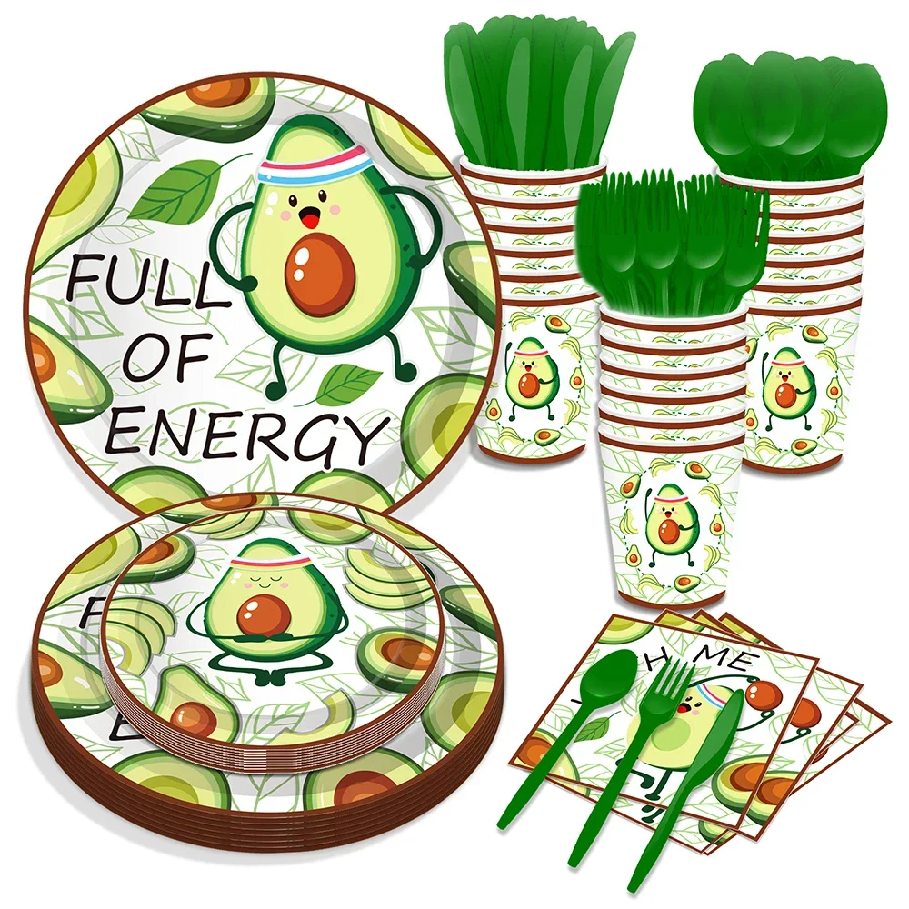 

Kawaii Summer Tropical Fruit Avocado Birthday Party Disposable Tableware Sets Cups Plates Napkins Baby Shower Party Supplies