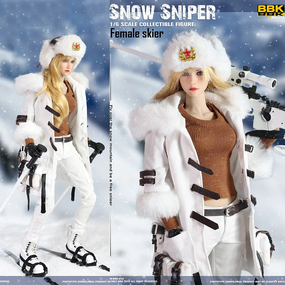 

BBK BBK018 1/6 Scale Collectible Female Skier Snow Sniper Outdoor Combat Suit Version Full Set 12Inches Action Figure Body Toys