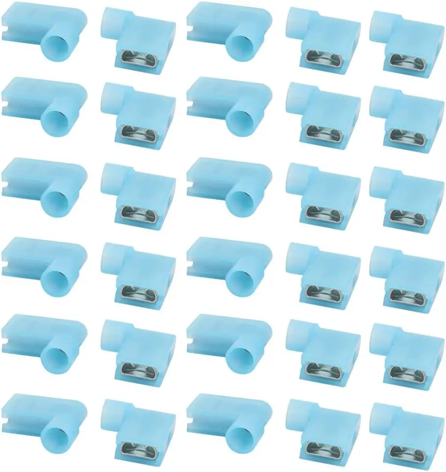 30 шт. обжимные клеммы с флагом, гнездовые нейлоновые полностью изолированные соединители для проводов, синий