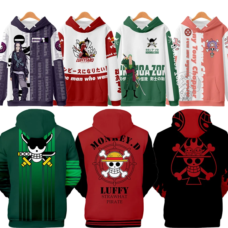 

One Piece Hoodie Loose Unisex Hoodie Law Anime One Piece Luffy Fleece Hoodie Women Winter Manga Sweatshirts Boy Girl Clothes